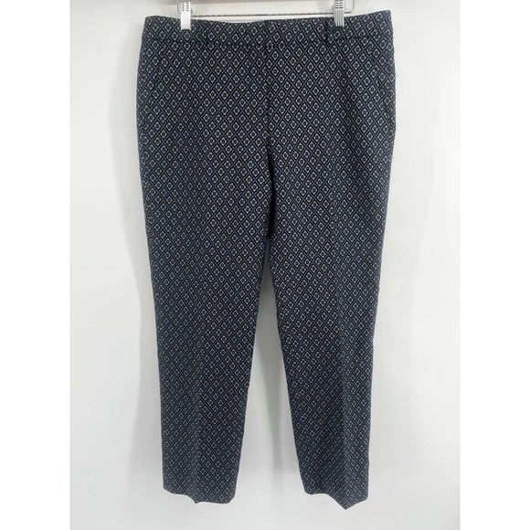 Pants - Gerard Darel Paris Andra Geometric‎ Print Trousers Navy White Size 42